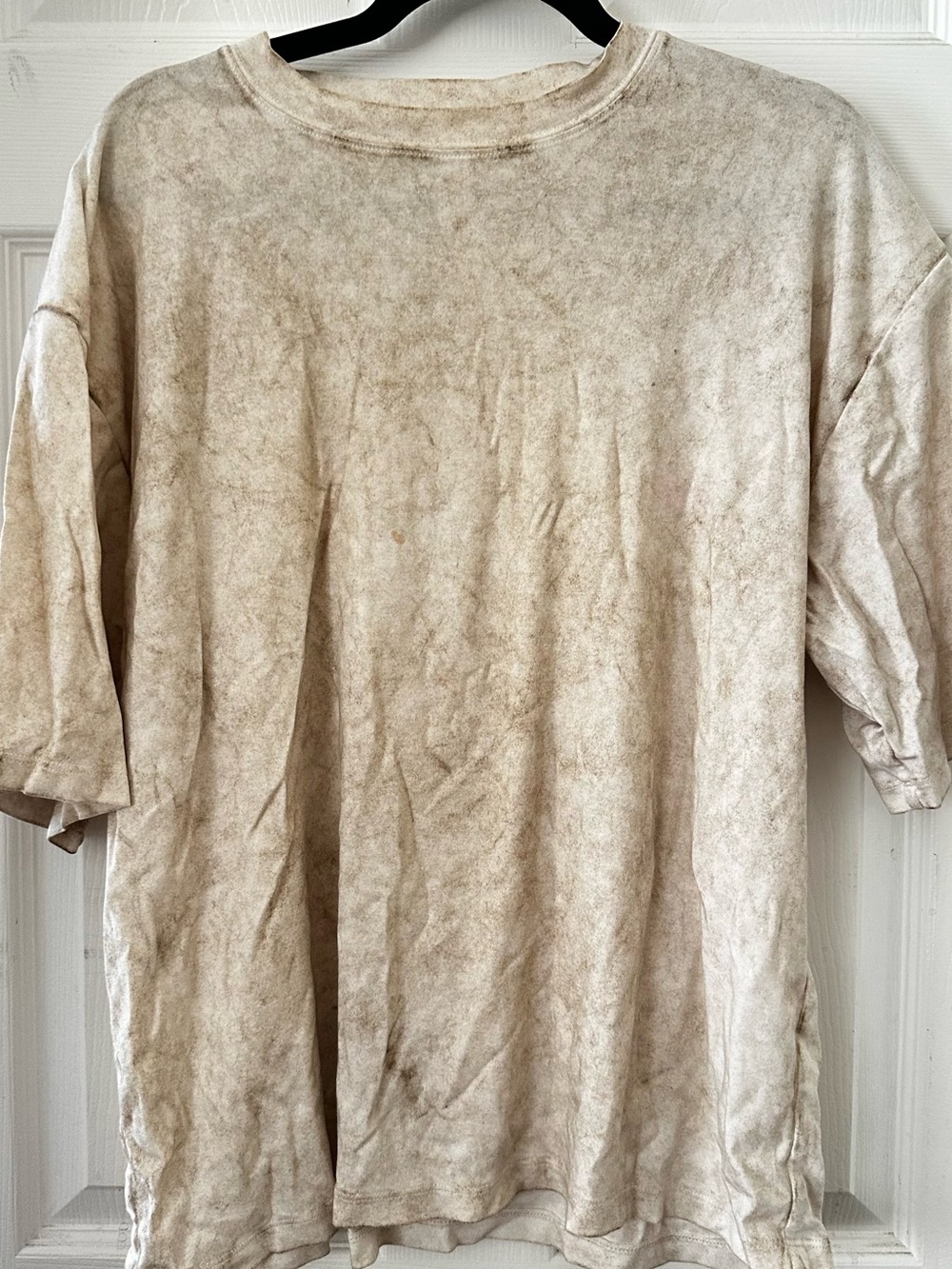 Lauren Manoogian Relaxed Short-Sleeve Crewneck T-Shirt Stains Spackled